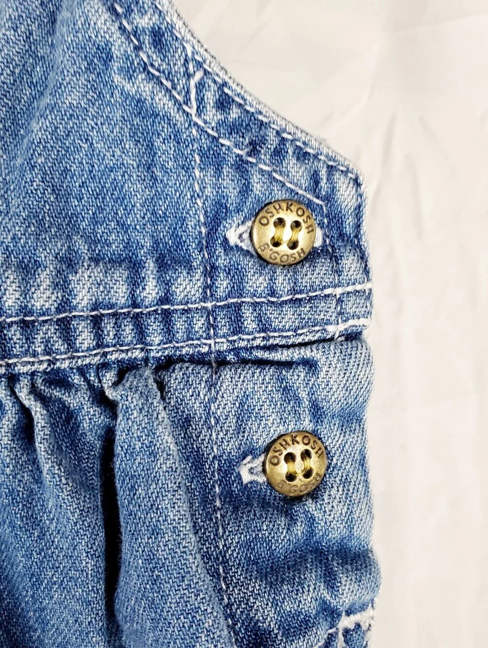 Vintage OshKosh‎ Floral Embroidered Denim Overall Dress